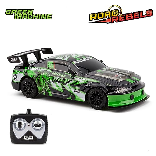CMJ RC Cars Road Rebel Green Machine High-Speed 1:24 Scale Remote-Controlled Racing Toy Car, Thrilling Fun for Kids and Adults
