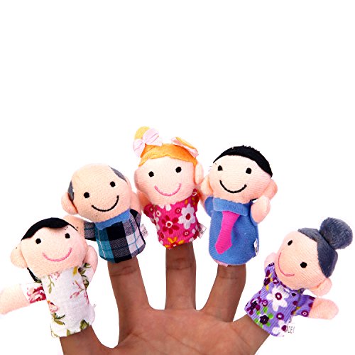 BETTERLINE 20-Piece Finger Puppets Set - Cloth Puppets with 14 Animals and 6 People Family Members - Fits Adults and Children Fingers