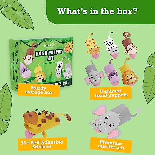 Hand Puppet Animal Craft Kit for Kids 6-in-1 | Gifts for Kids Ages 4-8 | DIY Arts & Crafts kit | Great Storytelling, Role-Playing Puppets | Gift for Girls and Boys | Toddler Activities