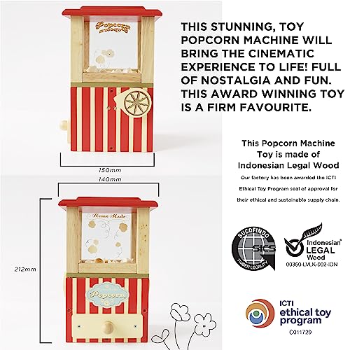 Le Toy Van - Wooden Honeybake Retro Popcorn Machine Role Kids Play Toy | Cinema, Kitchen Or Movies Pretend Play