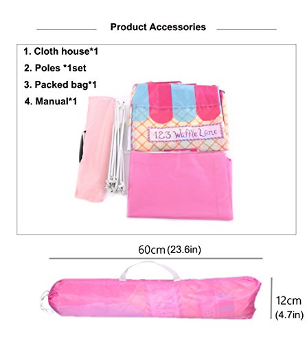 Floving Girls Indoor Outdoor Play Tents Kids Ice Cream and Bakery Shop Playhouse Palace Tents (Pink)