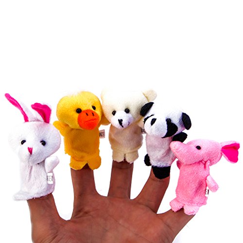 BETTERLINE 20-Piece Finger Puppets Set - Cloth Puppets with 14 Animals and 6 People Family Members - Fits Adults and Children Fingers