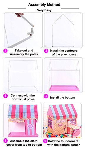 Floving Girls Indoor Outdoor Play Tents Kids Ice Cream and Bakery Shop Playhouse Palace Tents (Pink)