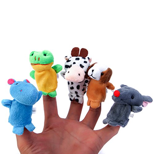 BETTERLINE 20-Piece Finger Puppets Set - Cloth Puppets with 14 Animals and 6 People Family Members - Fits Adults and Children Fingers