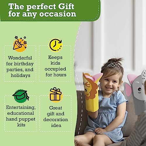Hand Puppet Animal Craft Kit for Kids 6-in-1 | Gifts for Kids Ages 4-8 | DIY Arts & Crafts kit | Great Storytelling, Role-Playing Puppets | Gift for Girls and Boys | Toddler Activities
