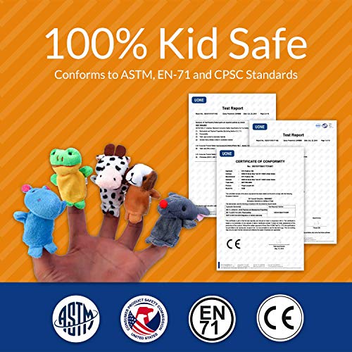 BETTERLINE 20-Piece Finger Puppets Set - Cloth Puppets with 14 Animals and 6 People Family Members - Fits Adults and Children Fingers