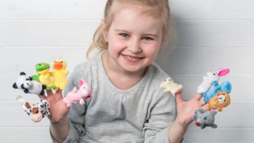 BETTERLINE 20-Piece Finger Puppets Set - Cloth Puppets with 14 Animals and 6 People Family Members - Fits Adults and Children Fingers