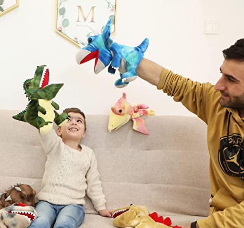 Hand Puppets Dinosaur Puppets for Kids, Dinosaur Toys for Boys Girls, Plush Dinosaur Stuffed Animal Story Toys Gifts for 3-6 Year Old Boy (Triceratops)