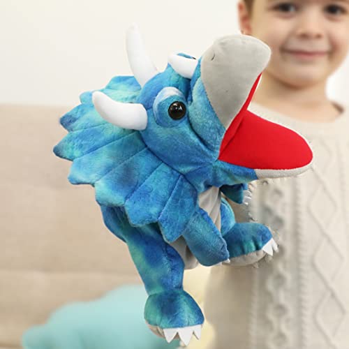 Hand Puppets Dinosaur Puppets for Kids, Dinosaur Toys for Boys Girls, Plush Dinosaur Stuffed Animal Story Toys Gifts for 3-6 Year Old Boy (Triceratops)