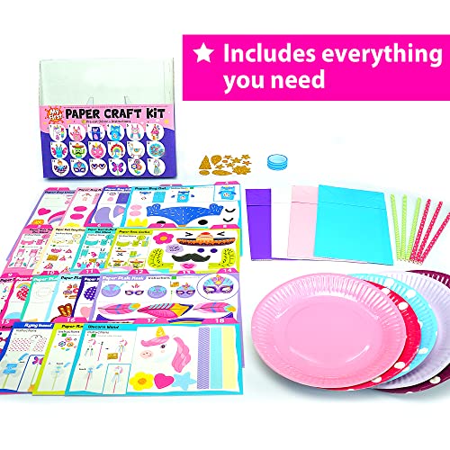 KRAFUN My First Unicorn Bunny Paper Craft Kit for Toddlers and Girls Age 3-8 Years Old, Include 18 Cute DIY Arts and Crafts Projects, Organized Art Activities Supplies Box Preschool Creative Toys