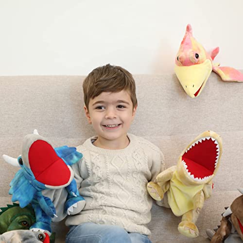 Hand Puppets Dinosaur Puppets for Kids, Dinosaur Toys for Boys Girls, Plush Dinosaur Stuffed Animal Story Toys Gifts for 3-6 Year Old Boy (Triceratops)