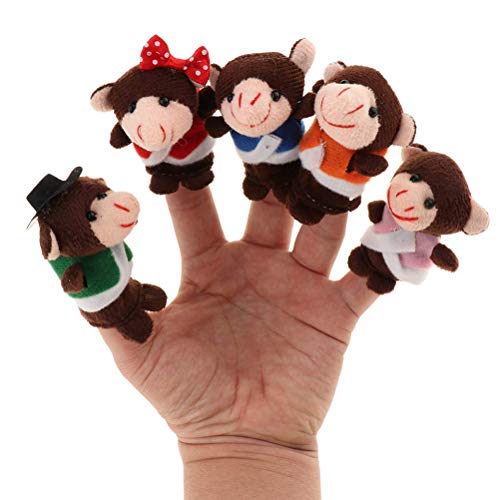Wopohy Monkey Finger Puppets - Five Little Monkeys Jump on the Bed - Baby Monkey and Parents Doll Toy Children's Rhyme Finger Puppets Parent-Child Toy for Children