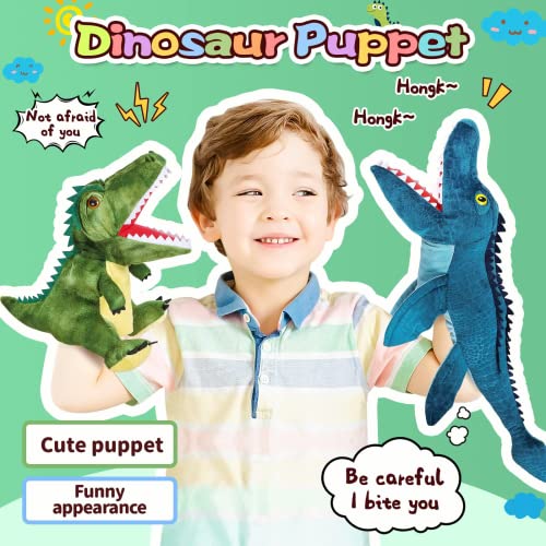 TNOIE Toys Hand Puppets, Dinosaur Puppets for Kids, Stuffed Animals Plush Toys Interactive Games for Boys Girls Age 3 4 5 6 7 8 (AB-SO05)