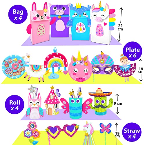 KRAFUN My First Unicorn Bunny Paper Craft Kit for Toddlers and Girls Age 3-8 Years Old, Include 18 Cute DIY Arts and Crafts Projects, Organized Art Activities Supplies Box Preschool Creative Toys