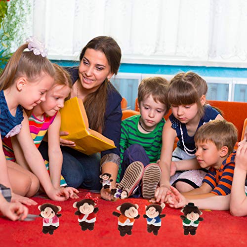 Wopohy Monkey Finger Puppets - Five Little Monkeys Jump on the Bed - Baby Monkey and Parents Doll Toy Children's Rhyme Finger Puppets Parent-Child Toy for Children