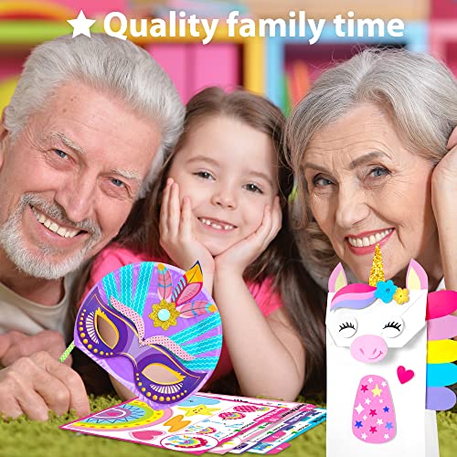 KRAFUN My First Unicorn Bunny Paper Craft Kit for Toddlers and Girls Age 3-8 Years Old, Include 18 Cute DIY Arts and Crafts Projects, Organized Art Activities Supplies Box Preschool Creative Toys