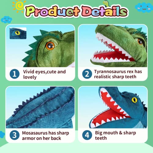 TNOIE Toys Hand Puppets, Dinosaur Puppets for Kids, Stuffed Animals Plush Toys Interactive Games for Boys Girls Age 3 4 5 6 7 8 (AB-SO05)