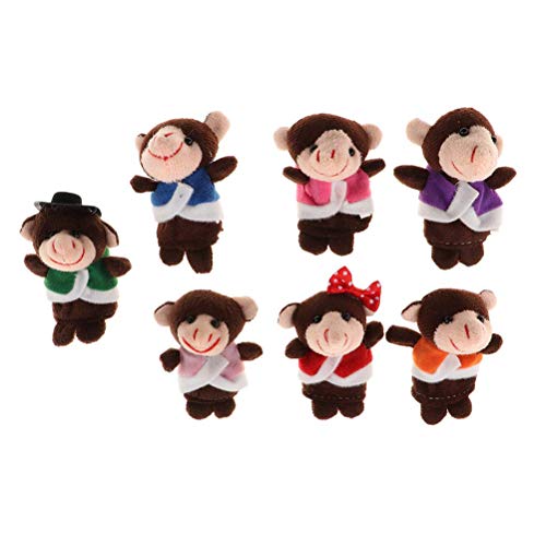 Wopohy Monkey Finger Puppets - Five Little Monkeys Jump on the Bed - Baby Monkey and Parents Doll Toy Children's Rhyme Finger Puppets Parent-Child Toy for Children