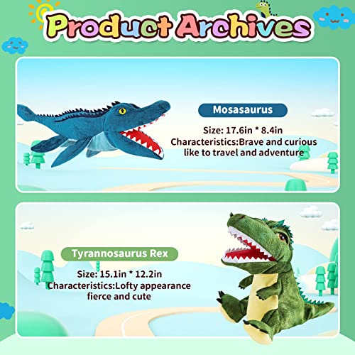 TNOIE Toys Hand Puppets, Dinosaur Puppets for Kids, Stuffed Animals Plush Toys Interactive Games for Boys Girls Age 3 4 5 6 7 8 (AB-SO05)