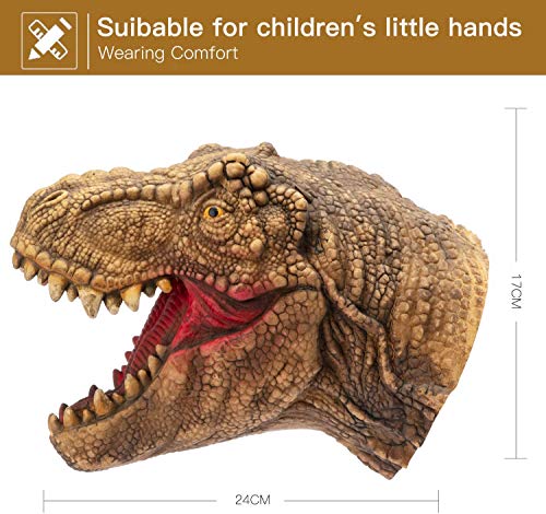 CreepyParty Dinosaur Hand Puppets Toys Latex Raptor Realistic Soft Dino Animal Head Toy Set T-rex Puppet Tyrannosaurus, Stegosaurus, Triceratops 3 Packs
