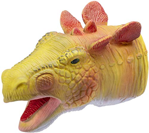 CreepyParty Dinosaur Hand Puppets Toys Latex Raptor Realistic Soft Dino Animal Head Toy Set T-rex Puppet Tyrannosaurus, Stegosaurus, Triceratops 3 Packs