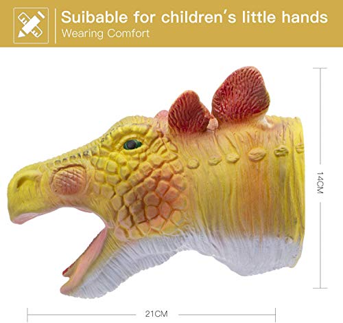 CreepyParty Dinosaur Hand Puppets Toys Latex Raptor Realistic Soft Dino Animal Head Toy Set T-rex Puppet Tyrannosaurus, Stegosaurus, Triceratops 3 Packs