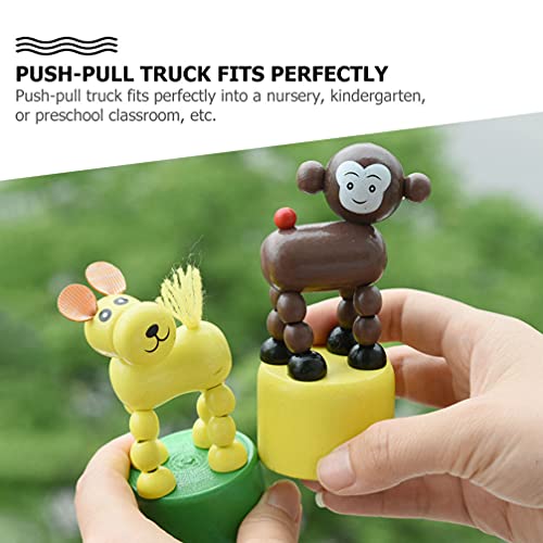 TOYANDONA 3Pcs Wooden Finger Puppet, Kids Animal Push Up Press Base Toy Thumb Puppets Dancing Rocking Animal Toys Party Favors for Toddlers Kids Gifts -Random Style