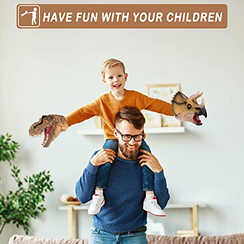 Dinosaur Gifts Toys for 3-8 Year Old Boys, Great Fun For Kids Boys & Girls Dinosaur Hand Puppets Toy, Realistic Latex Dinosaur Head Rubber Toy Set (3 PACK)