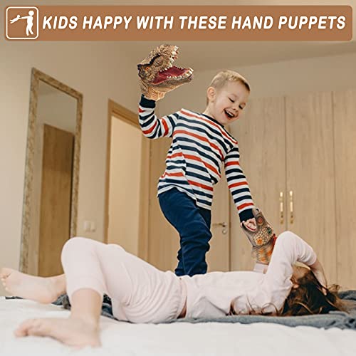 Dinosaur Gifts Toys for 3-8 Year Old Boys, Great Fun For Kids Boys & Girls Dinosaur Hand Puppets Toy, Realistic Latex Dinosaur Head Rubber Toy Set (3 PACK)