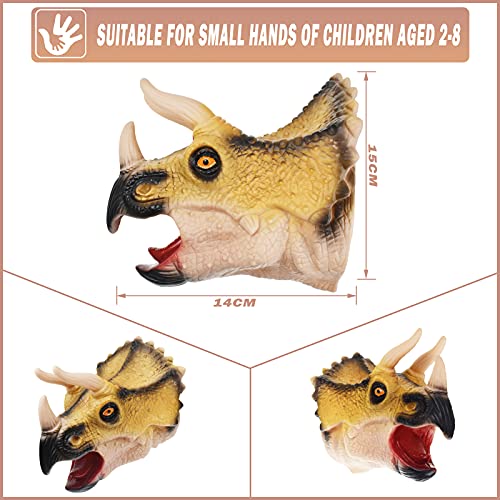 Dinosaur Gifts Toys for 3-8 Year Old Boys, Great Fun For Kids Boys & Girls Dinosaur Hand Puppets Toy, Realistic Latex Dinosaur Head Rubber Toy Set (3 PACK)