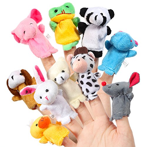 Acekid Animal Finger Puppets, Kids Finger Puppet Theater, Hand Puppet Party Favors Kids Birthday (10pcs)