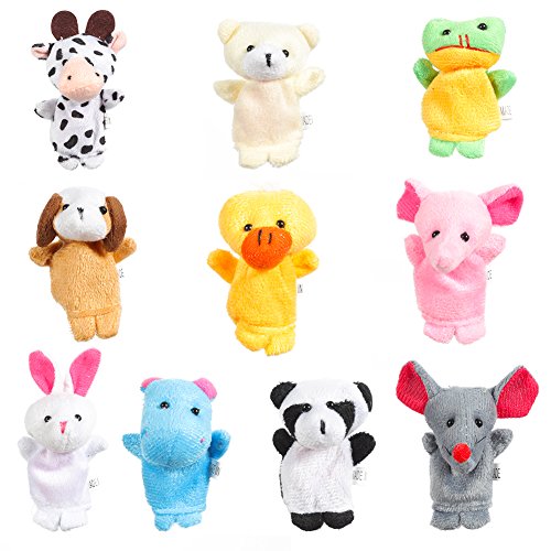 Acekid Animal Finger Puppets, Kids Finger Puppet Theater, Hand Puppet Party Favors Kids Birthday (10pcs)