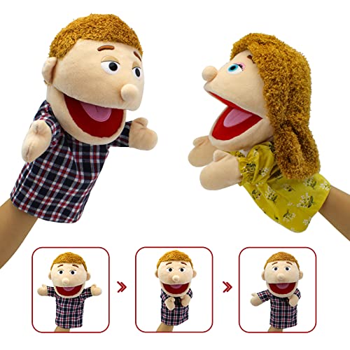 Family Hand Puppets,Puppets for Kids Role Paly Family Members 11.8 INCH Multi-Ethnic Puppets,Plush Soft Hand Puppets Family Puppets Story Toys Puppets for Girls Boys Finger Puppets Puppet Set Gifts