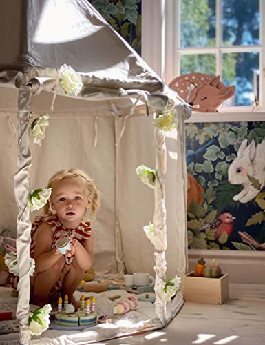 Wonder Space Large Minimal Indian Kids Play Tent - Sturdy Durable Playhouse Thick PVC Natural Canvas Indoor Outdoor Teepee Play House - Neutral Beige Color for Children Boys & Girls