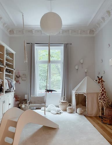 Wonder Space Large Minimal Indian Kids Play Tent - Sturdy Durable Playhouse Thick PVC Natural Canvas Indoor Outdoor Teepee Play House - Neutral Beige Color for Children Boys & Girls