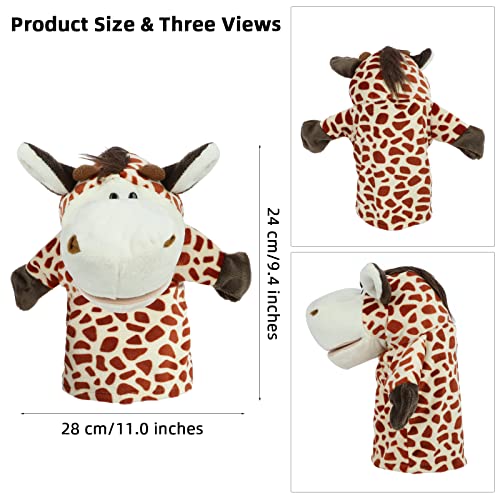 Sunallwell Hand Puppets for Kids, 4 Packs Sooty and Sweep Puppets, Animal Puppets for Children Toddlers Boys Girls (Big Movable Mouths)