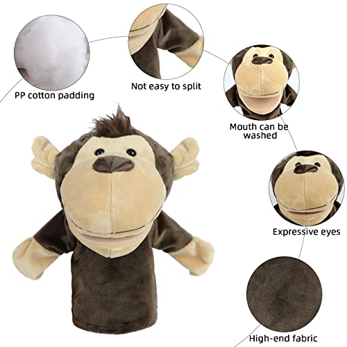 Sunallwell Hand Puppets for Kids, 4 Packs Sooty and Sweep Puppets, Animal Puppets for Children Toddlers Boys Girls (Big Movable Mouths)