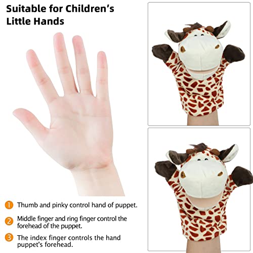 Sunallwell Hand Puppets for Kids, 4 Packs Sooty and Sweep Puppets, Animal Puppets for Children Toddlers Boys Girls (Big Movable Mouths)