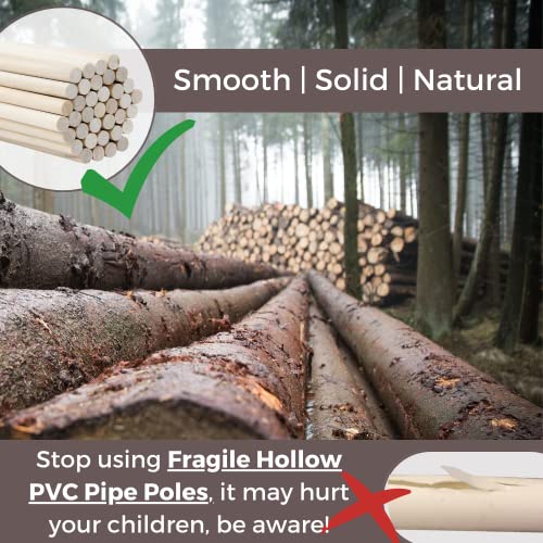 Wonder Space Children Play House Tent - Khaki Beige Natural Fabric Canvas Large Lace Pom Playhouse for Kids, Portable for Indoor and Outdoor Fun Plays, Best Gift for Boys and Girls