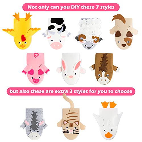 WATINC Farm Hand Puppet Animal Making Craft Kit for Kids Toddlers DIY Art Craft Felt Party Supplies Role Play Toys Puppets Show Sock Puppet Theatre for Birthday Party Gifts 7PCS