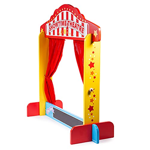 Bigjigs Toys Wooden Table Top Theatre - Puppet Show, Finger Puppets