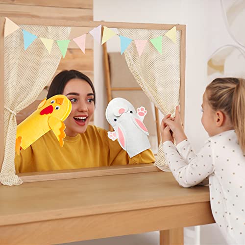 WATINC Farm Hand Puppet Animal Making Craft Kit for Kids Toddlers DIY Art Craft Felt Party Supplies Role Play Toys Puppets Show Sock Puppet Theatre for Birthday Party Gifts 7PCS