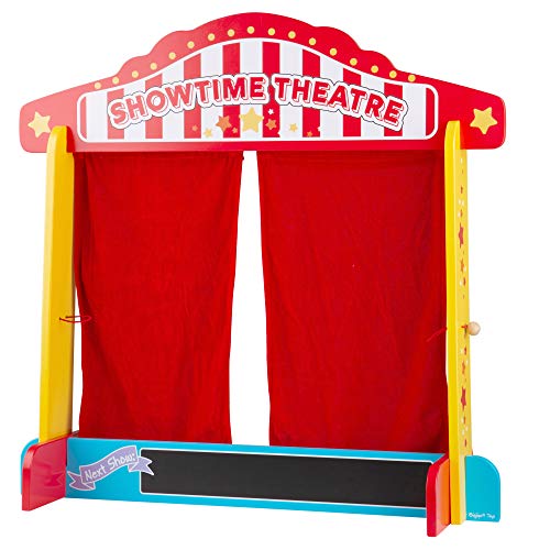 Bigjigs Toys Wooden Table Top Theatre - Puppet Show, Finger Puppets