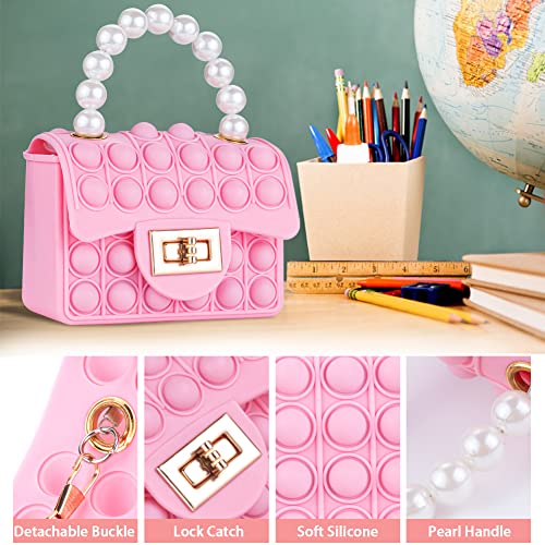 Mebeter Pop Bag, Fidget Bag, Push Bubble Popper Pop Up Handbags with Adjustable Shoulder Strap Length, Silicone Poppet Bag Fidget Shoulder Bag Gifts for Girls