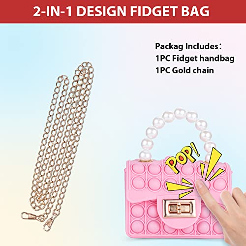 Mebeter Pop Bag, Fidget Bag, Push Bubble Popper Pop Up Handbags with Adjustable Shoulder Strap Length, Silicone Poppet Bag Fidget Shoulder Bag Gifts for Girls