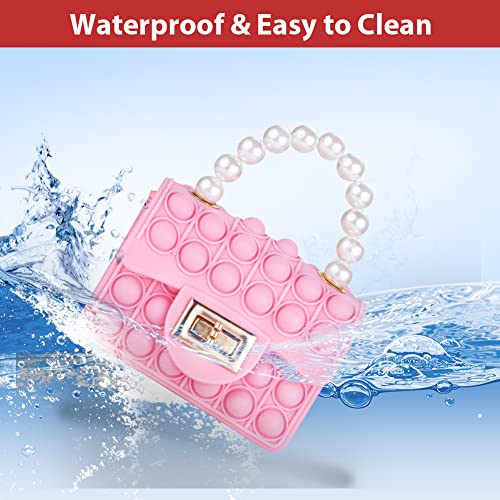 Mebeter Pop Bag, Fidget Bag, Push Bubble Popper Pop Up Handbags with Adjustable Shoulder Strap Length, Silicone Poppet Bag Fidget Shoulder Bag Gifts for Girls