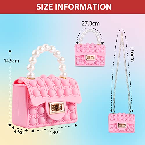 Mebeter Pop Bag, Fidget Bag, Push Bubble Popper Pop Up Handbags with Adjustable Shoulder Strap Length, Silicone Poppet Bag Fidget Shoulder Bag Gifts for Girls