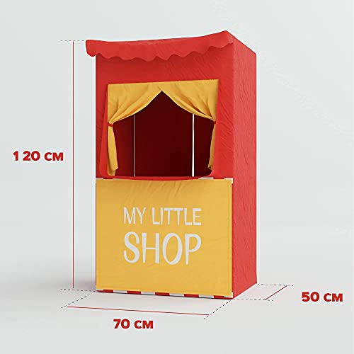 Bomodoro - Children's Puppet Theater 120 x 70 x 50 cm, Red, Transformable into a small tent