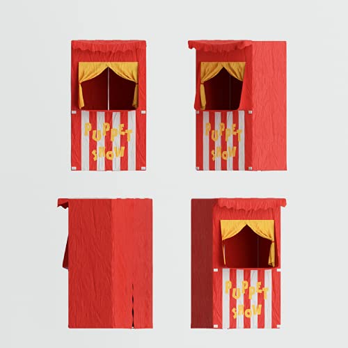 Bomodoro - Children's Puppet Theater 120 x 70 x 50 cm, Red, Transformable into a small tent