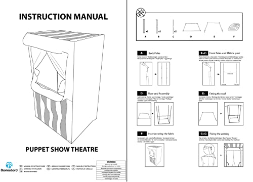 Bomodoro - Children's Puppet Theater 120 x 70 x 50 cm, Red, Transformable into a small tent